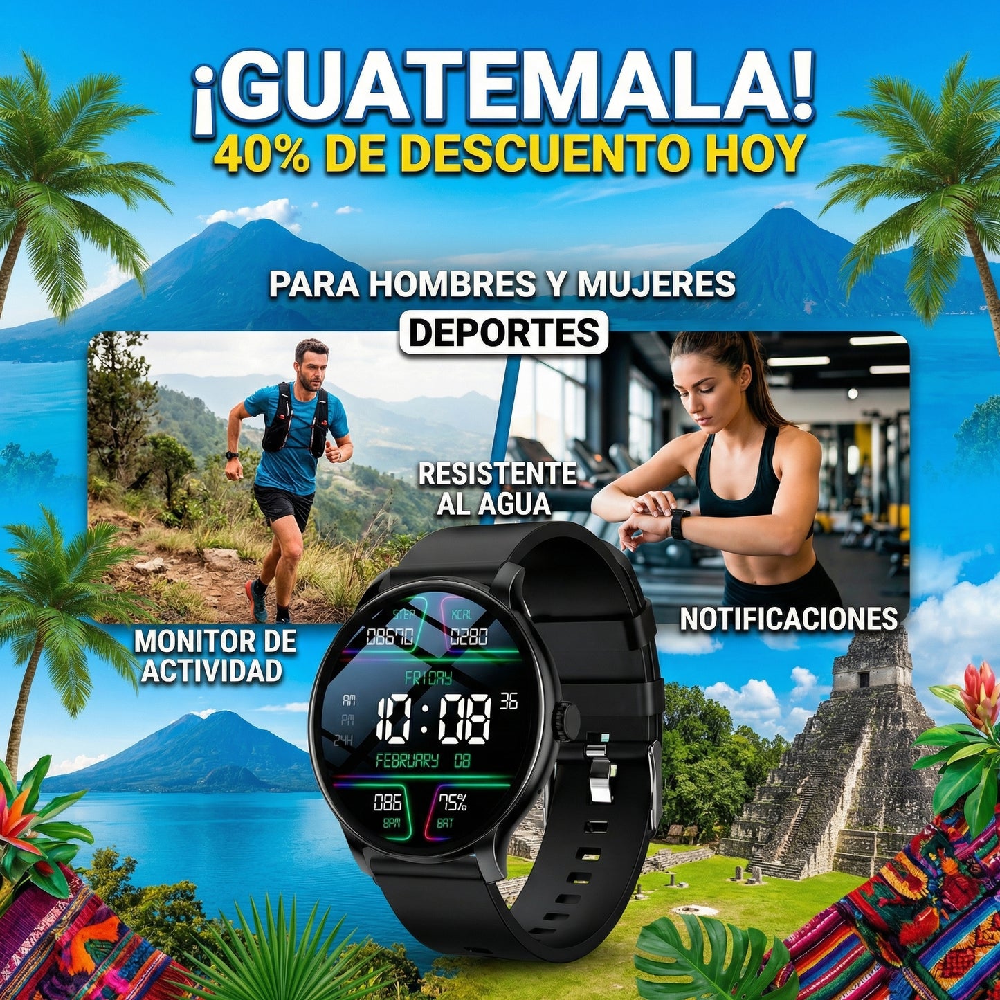 Smartwatch con Monitor de Ritmo Cardíaco y Batería de Larga Duración
