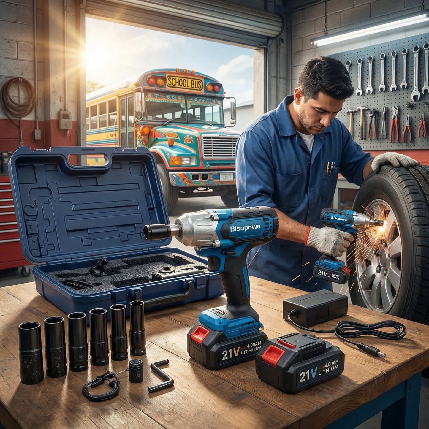 PISTOLA DE IMPACTO DOBLE BATERIA CON JUEGO DE LLAVES