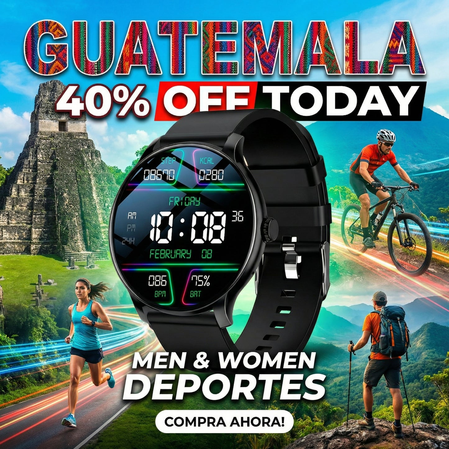 Smartwatch con Monitor de Ritmo Cardíaco y Batería de Larga Duración