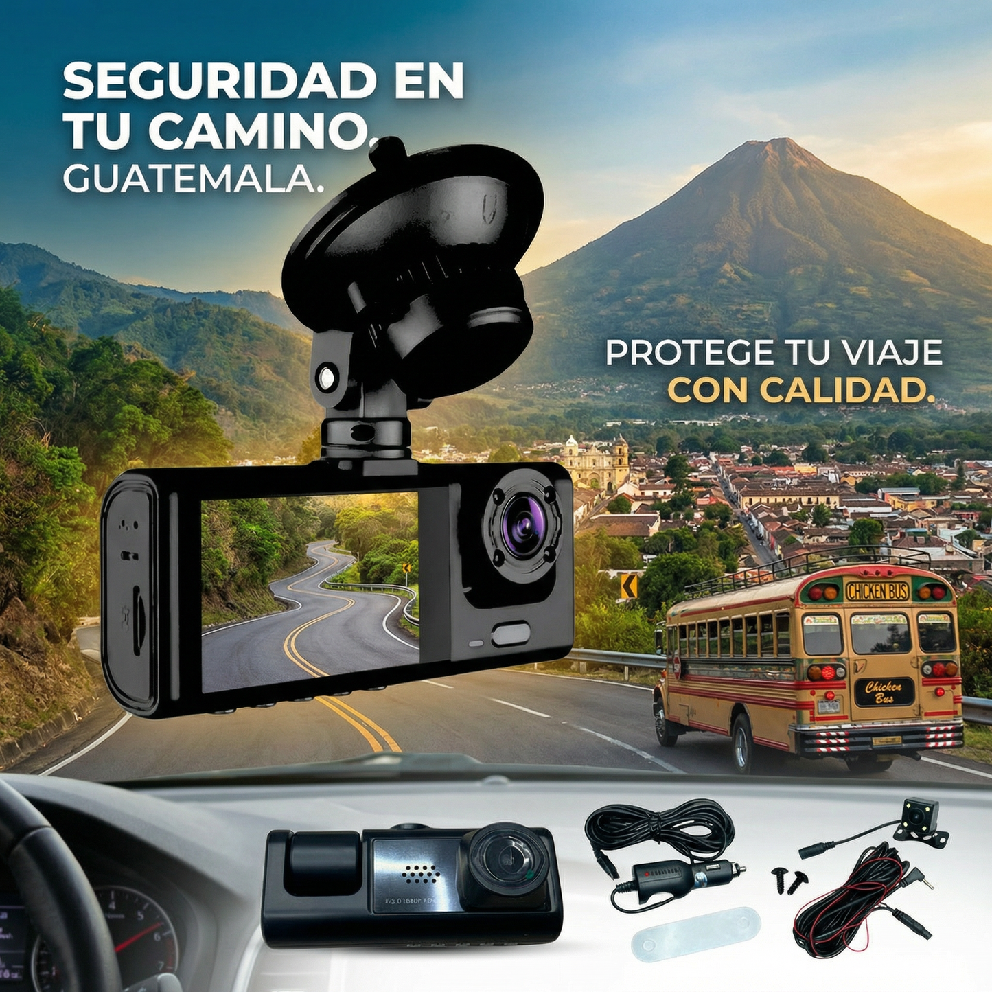 Dash Cam Profesional para Carro con Doble Cámara y Grabación Continua – ¡Protege tu Viaje!